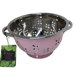 Master Class Stainless Steel & Pink 3 Qt Colander Stylish Modern Design 8.4"/21.